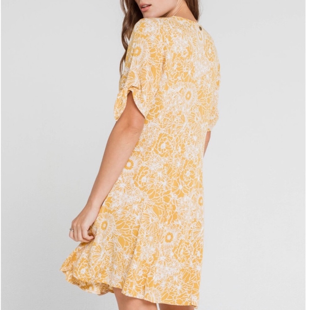 Rip Curl Golden Days Floral Boho Mini Dress Large Mustard Yellow - Picture 10 of 10